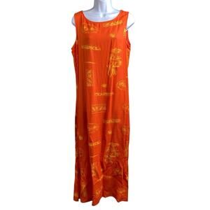 Dana Kay Women's Orange Hawaiian Maxi Dress Size 12 Aloha Summer Party‎ Beach